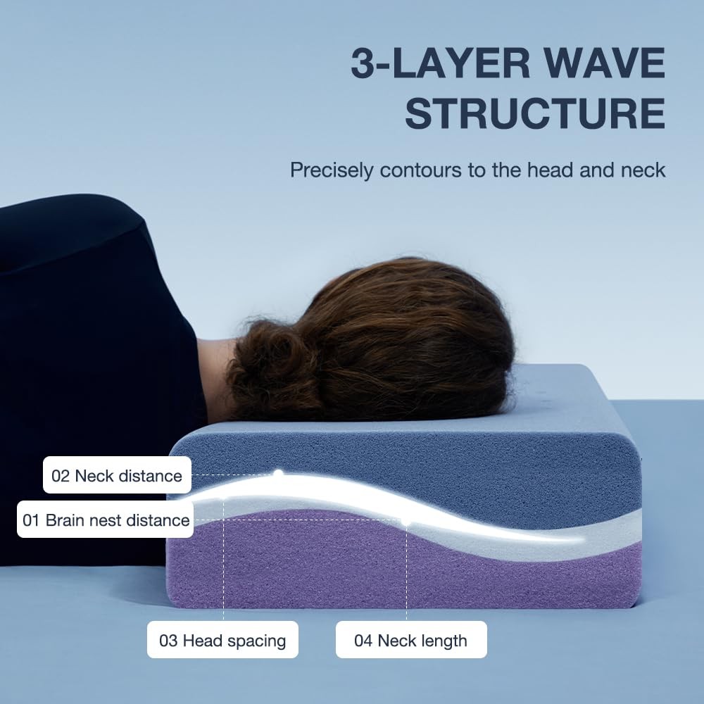 Cube Pillow for Side Sleeper with Firm Layer, Cooling Memory Foam Pillows wit...