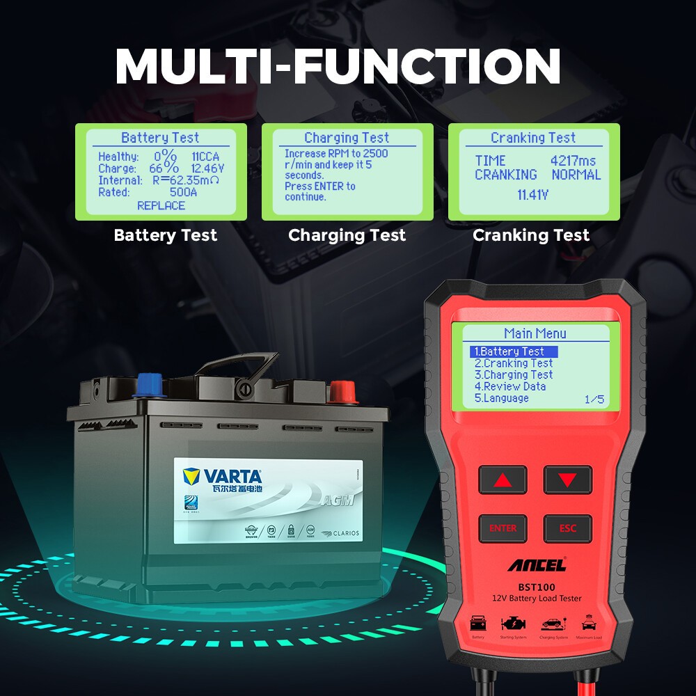 ANCEL BST100 12V Auto Battery Load Tester Analyzer Cranking Charging Test Tool