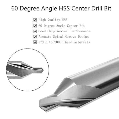 8 PCS Center Drill Bits Set, Countersink Tools for Lathe Metalworking 60 Degree