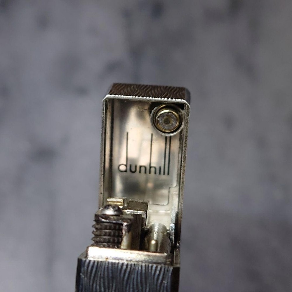 Vintage Dunhill Rolla Gas Lighter Silver Herringbone Working Condition