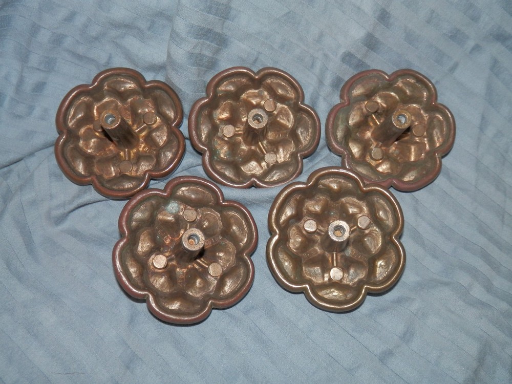 vintage flower shape Drawer Pull handles knobs Plates brass?