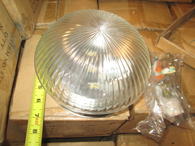 Hall or closet ceiling light in box. 4782-SN Nickle Base Clam shell globe. 22571