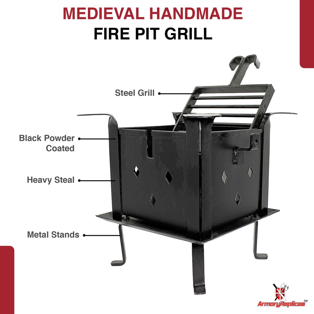100% Hand Riveted Outdoor Ancient Roman Fire Pit Grill Heavy-Duty Accessory