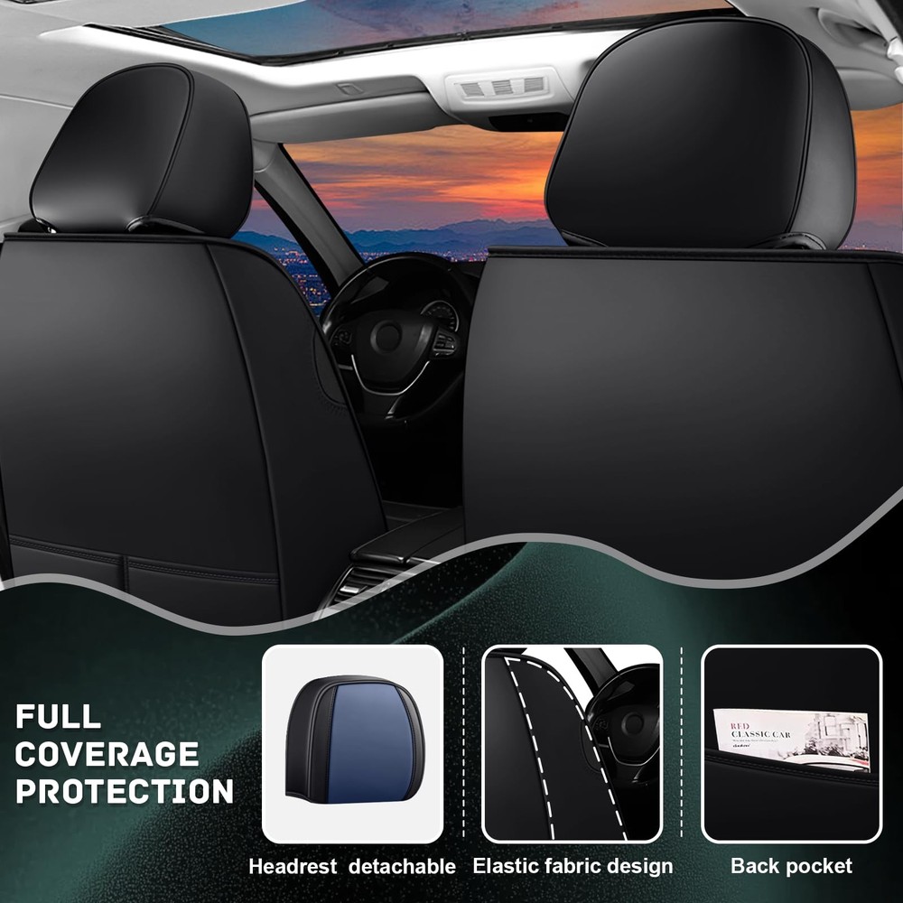 Transit Seat Covers 2015-2026 Full Coverage Waterproof Blue Black Front Set