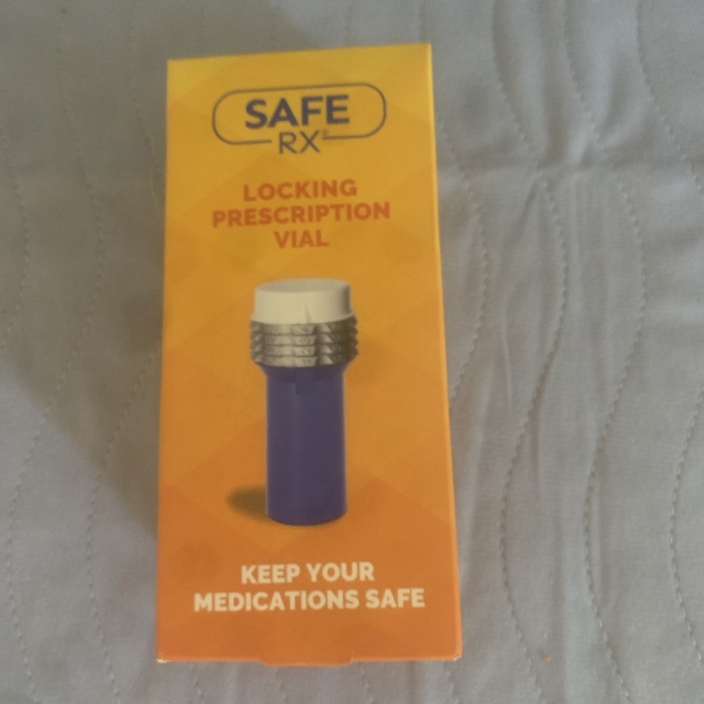 Safe RX Locking Pill Bottle (Blue) with Combination Lock
