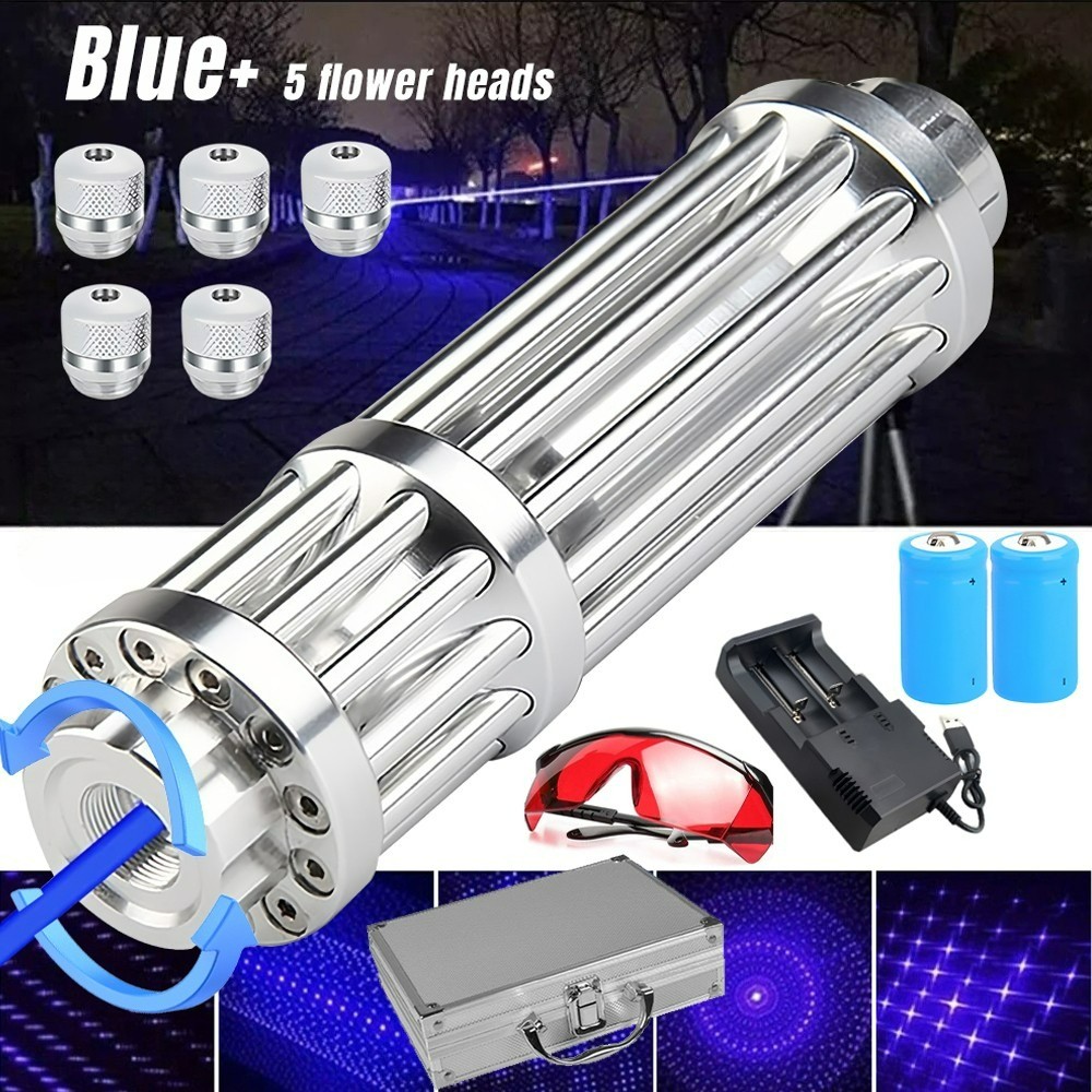 Blue Laser Pointer Adjustable Visible Beam Dot Light Battery Powered Kit