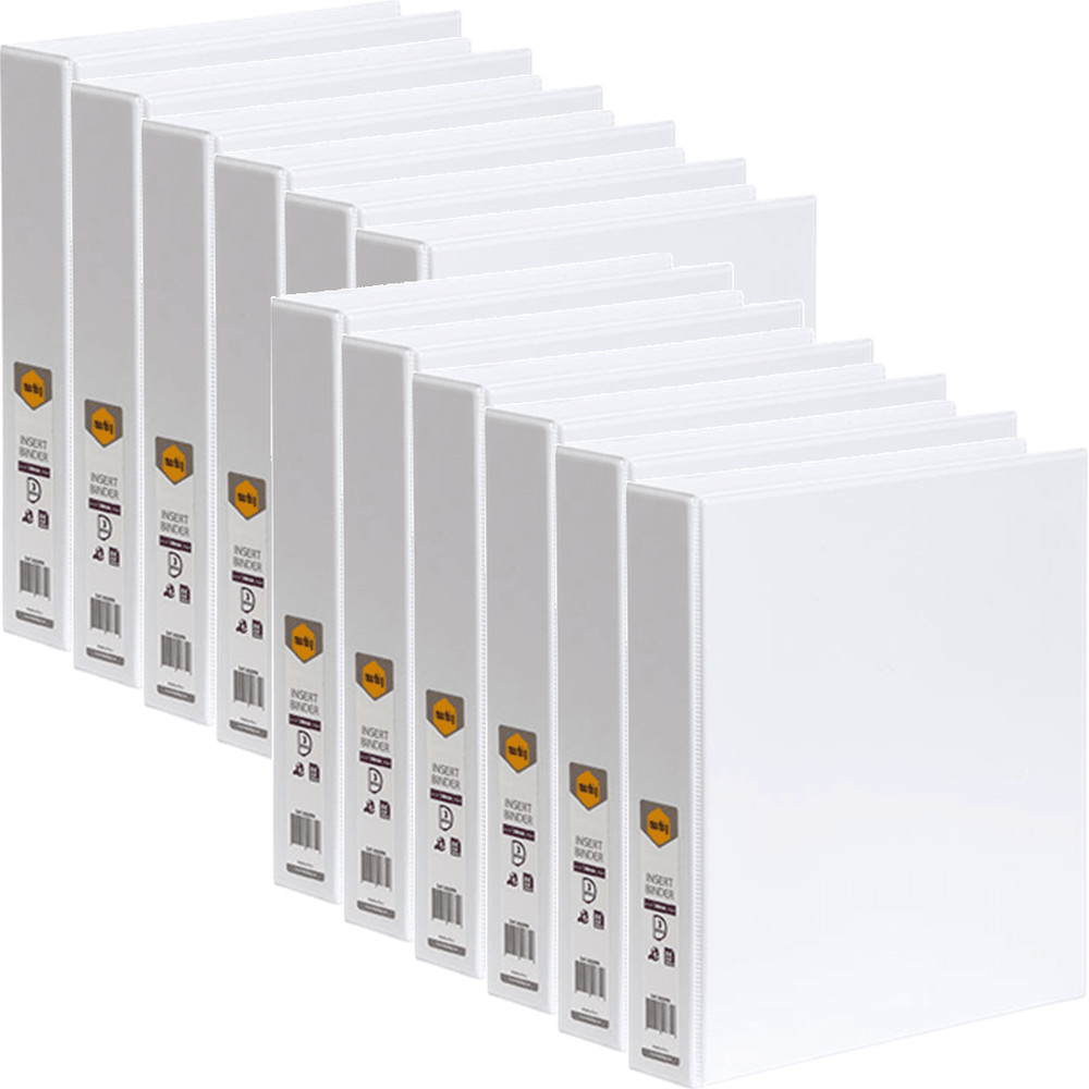 NEW Marbig Clear View Insert Ring Binder Folder 3D 38mm A4 White Box 12