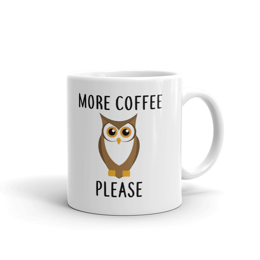 More Coffee Please Owl Animal Coffee Tea Ceramic Mug Office Work Cup Gift