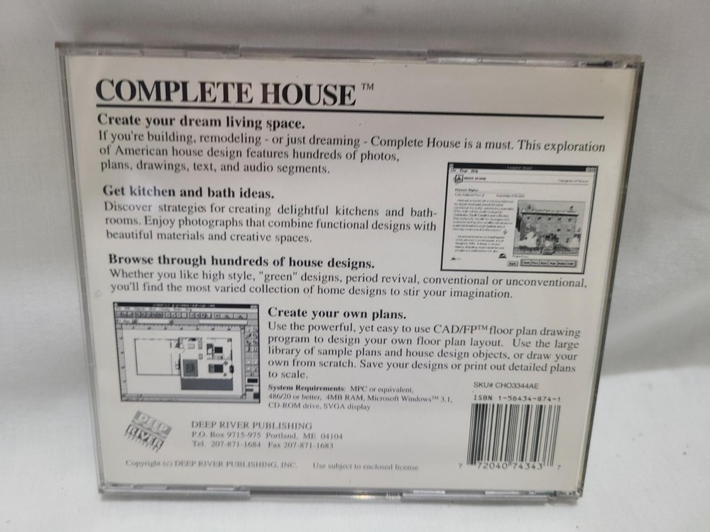 Complete House PC CD-ROM Deep River 1996 ©1992 - House Designing