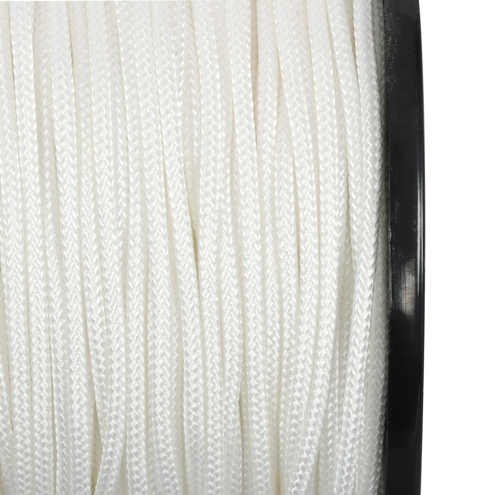 1/8 in White Dacron Polyester Cord - 500 Foot Spool Industrial Solid Braid Rope