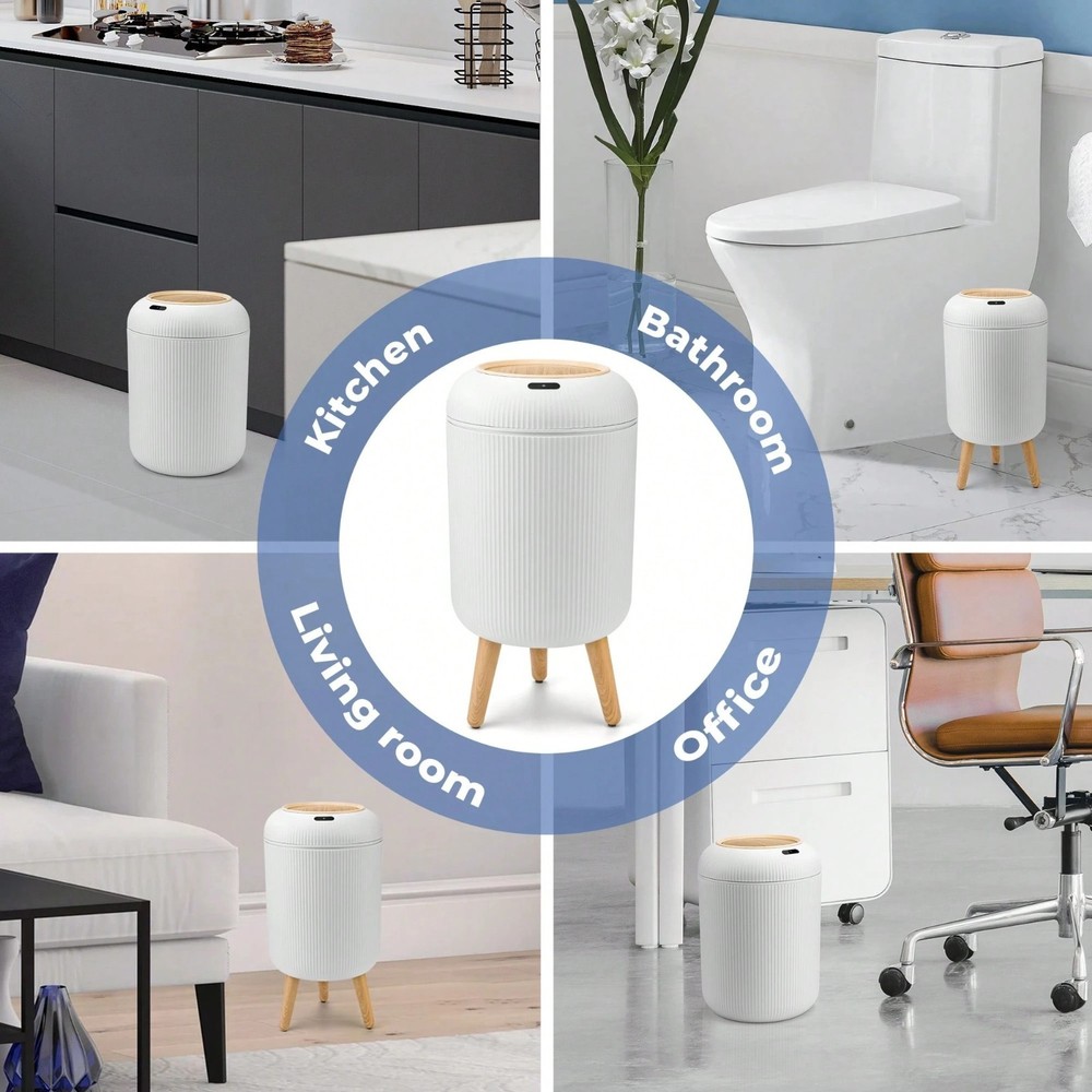 Motion Sensor Touchless Trash Can Waterproof Automatic Garbage Bin White
