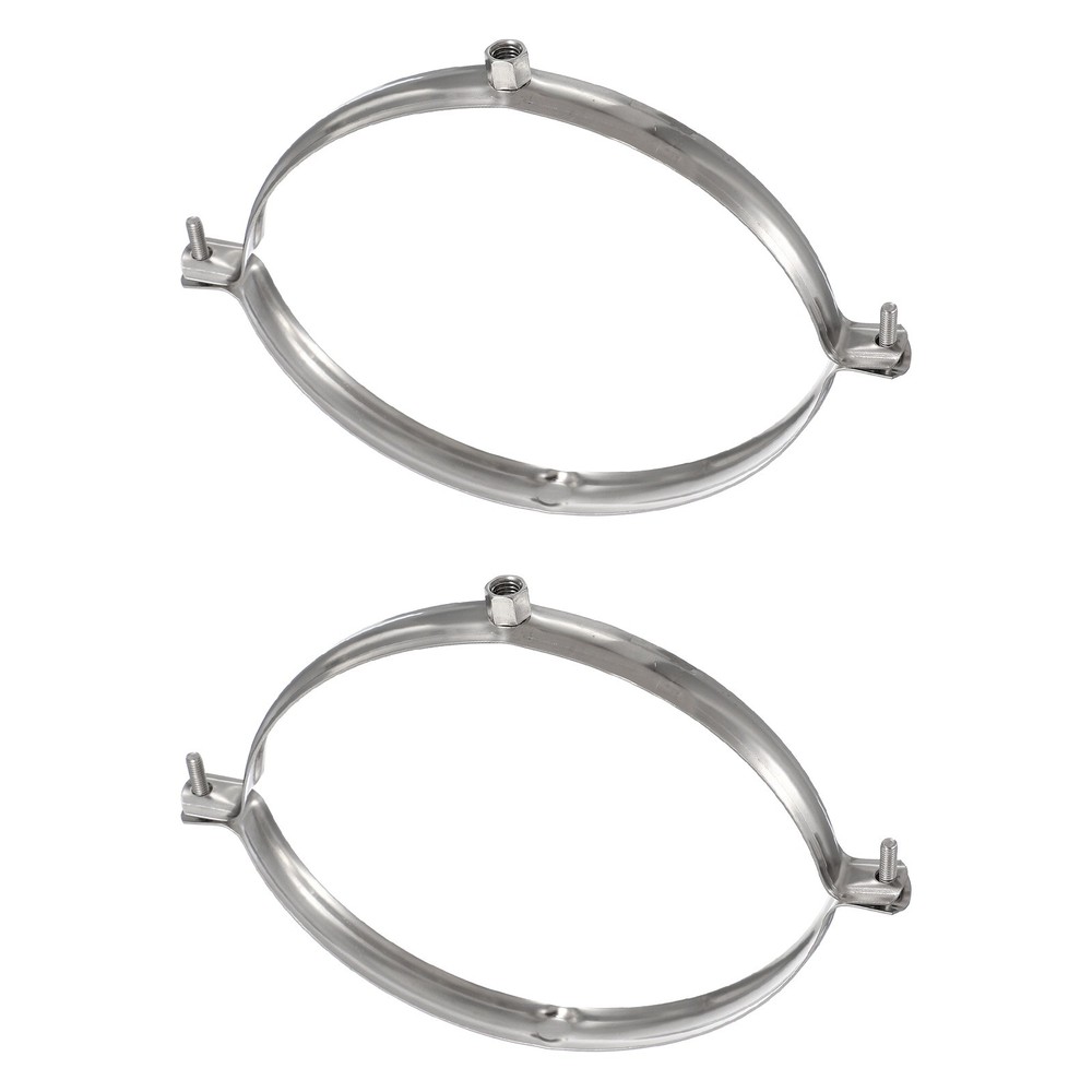 2pcs 201 Stainless Steel 7.9"/200mm Pipe Strap Clamp, Silver