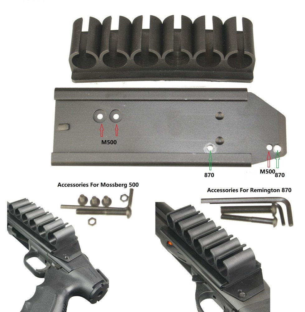 Side Saddle 12 GA 6 Shelll Holder 2 Applications For Both M500 and 870