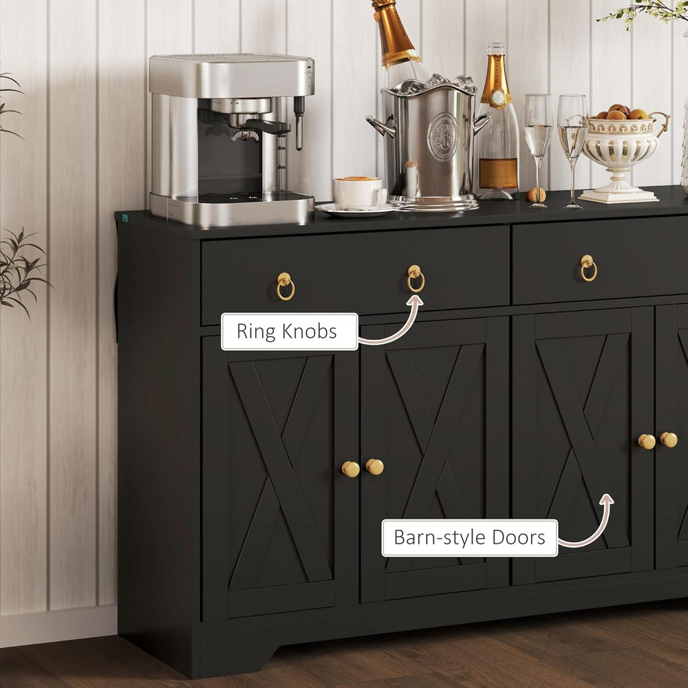 48" Sideboard Buffet with Storage, Kitchen Storage Cabinet with 2 Drawers and 4