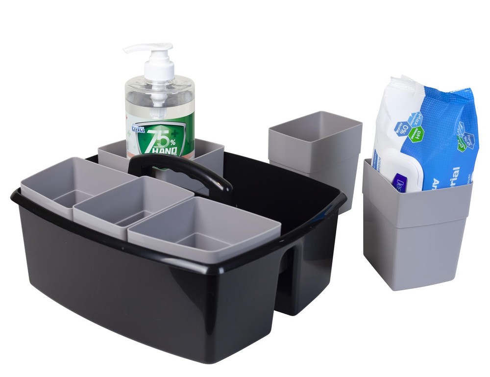 2-Compartment Large Cleaning Caddy – Multipurpose Supply Organizer with Handl...