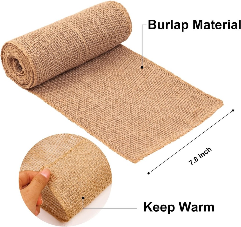 2 Rolls Burlap Tree Protector Wraps 7.8" × 9.8' Winter Tree Trunk Guards Protect