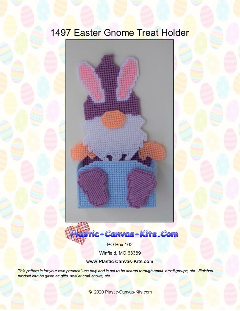 Easter Gnome Treat Holder-Plastic Canvas Pattern or Kit