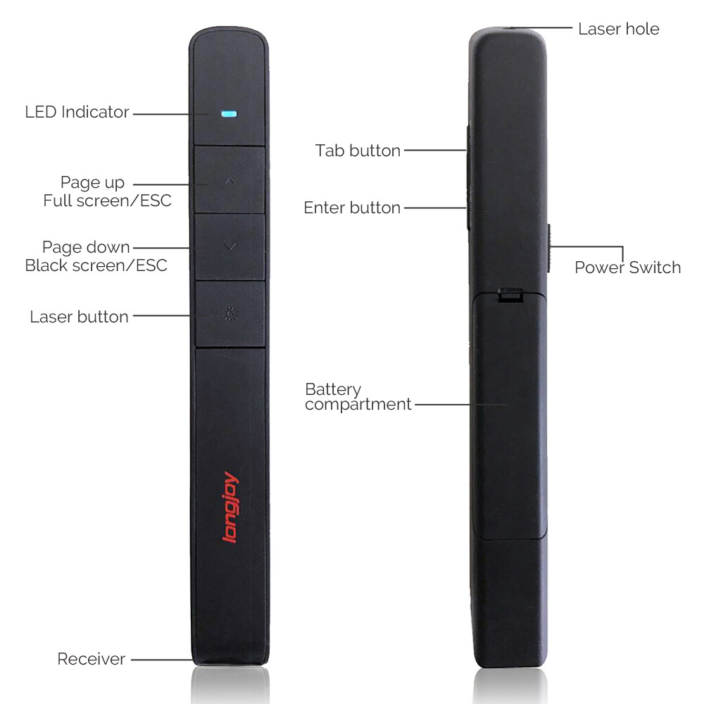 Longjoy Presentation Remote Control Red Laser Clicker