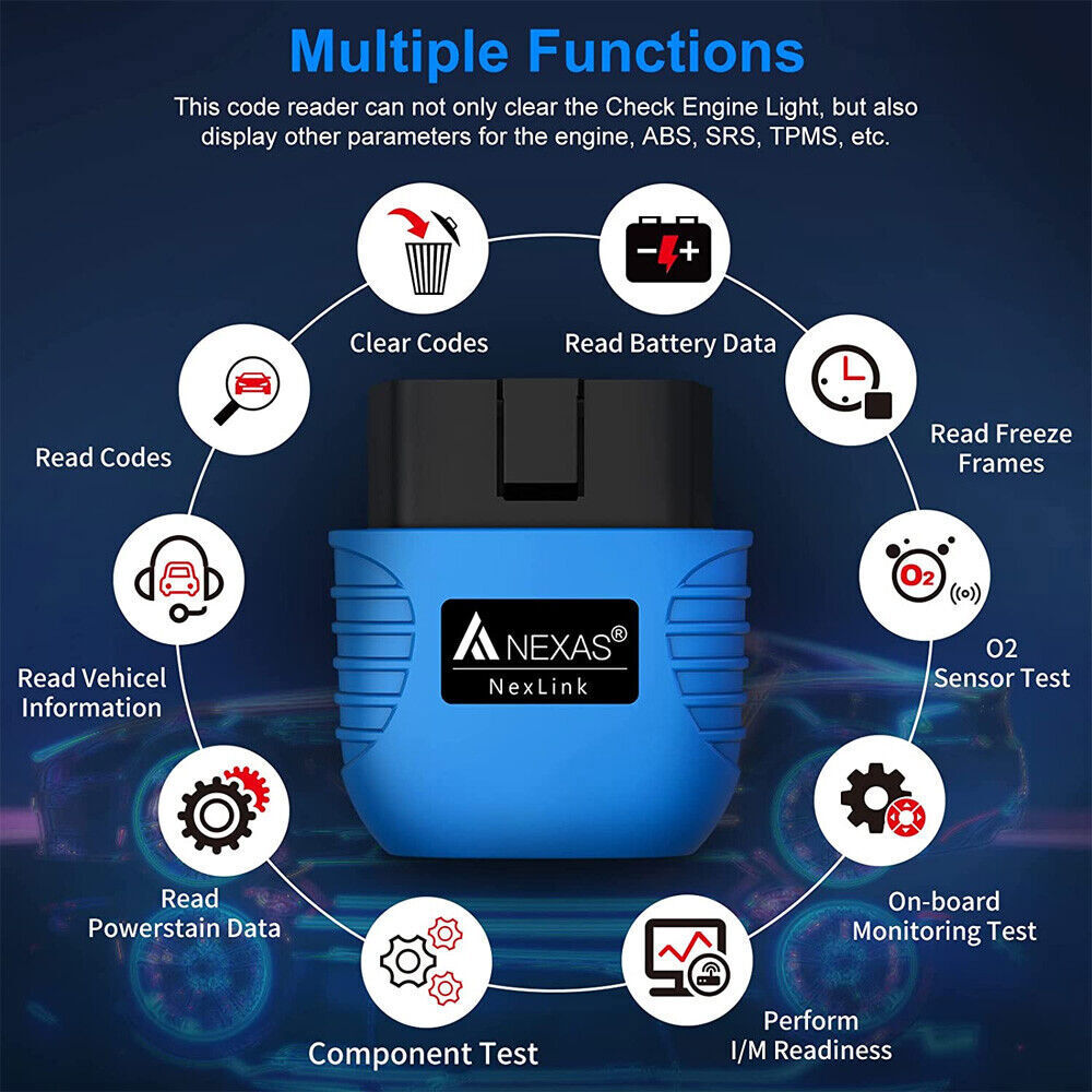 NEXAS NexLink Bluetooth 5.0 OBD2 EOBD Diagnostic Tool Scanner for iOS Android