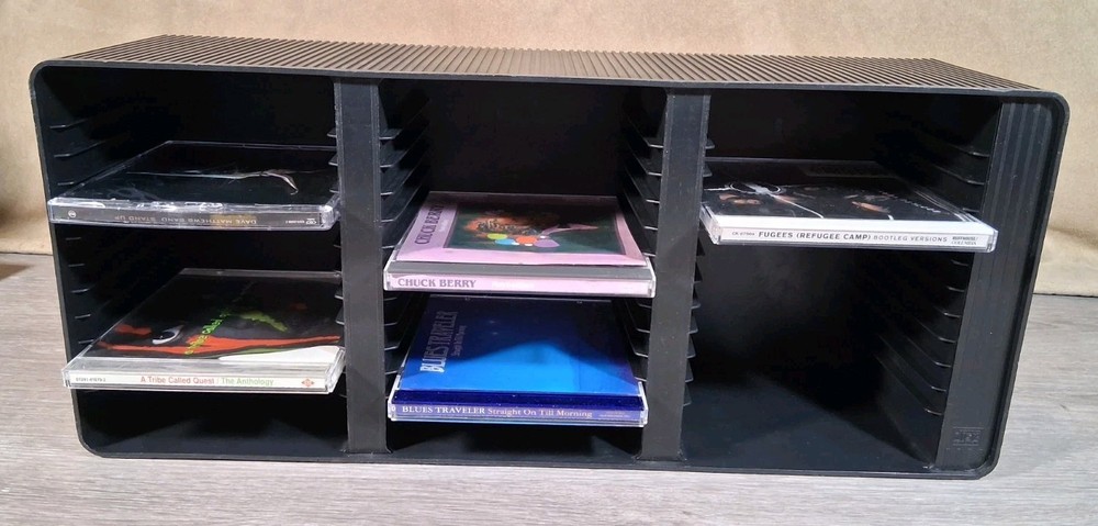 1990s DynaSound 42 CD Rack Shelf Wall Mount or Desktop - Black Plastic