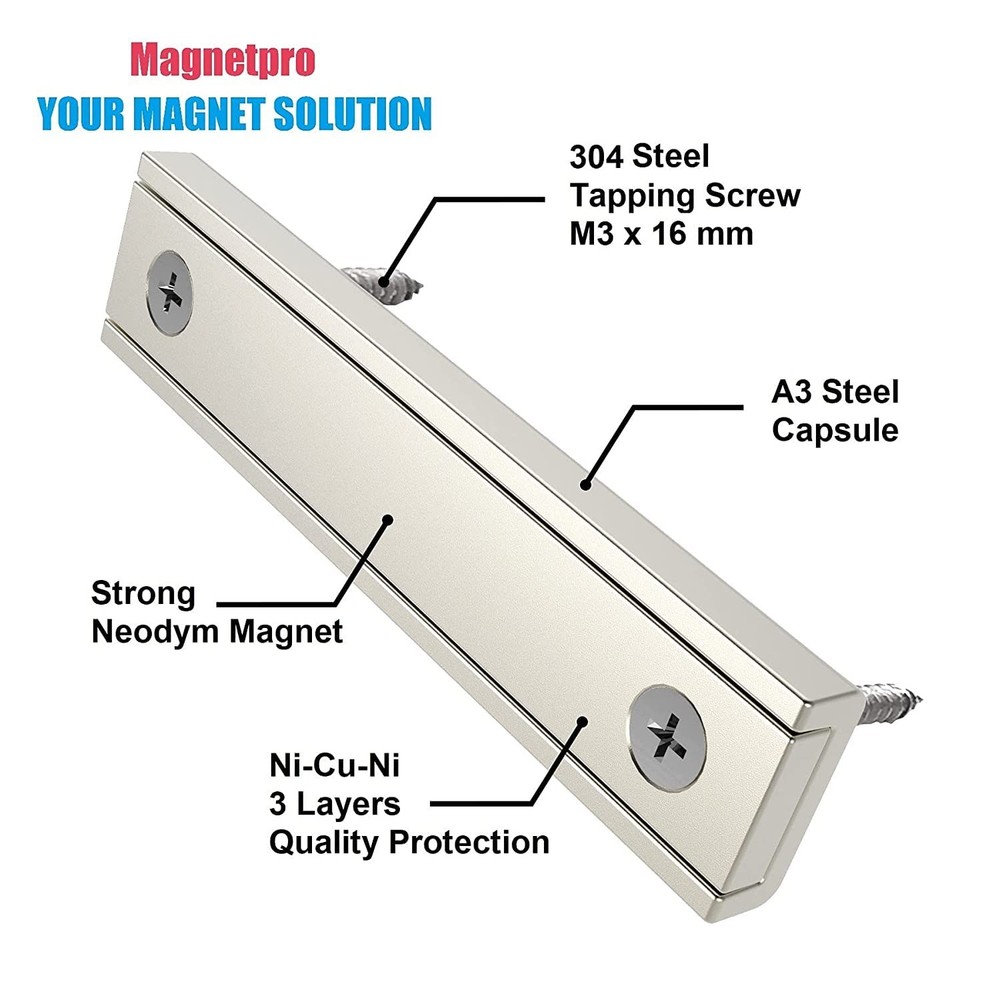 Neodymium Rectangular Magnets 70 LB Force Size 2.36" x 0.53" x 0.20" with Cou...