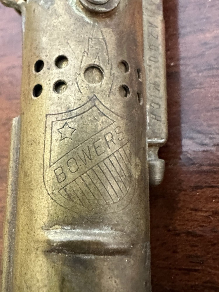 Original WWI Bowers Brass Trench Lighter Maker Marked