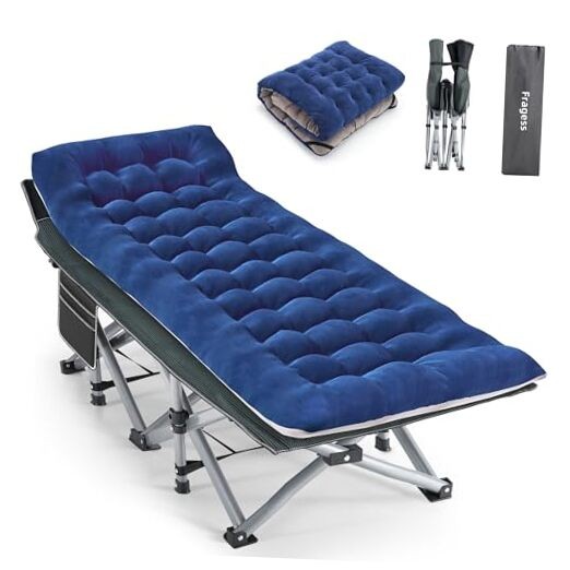 Camping Cot, Sleeping Cots, Portable Camping cots with Cushion, Pillow Blue