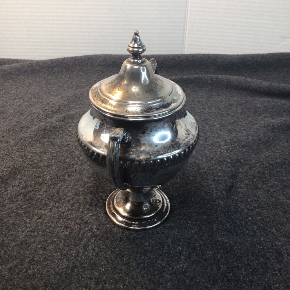 Silver On Copper Sugar Pot, Dish Beautiful Piece. Read Description