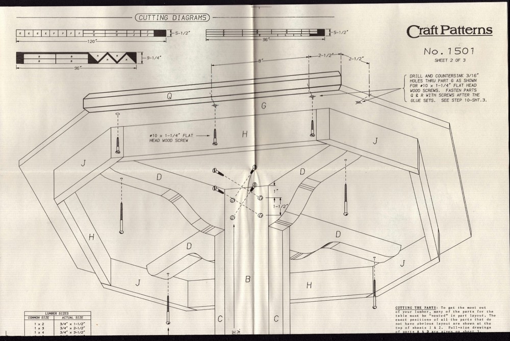 Craft Patterns #1501 Pedestal Table Woodworking Plans Instructions Full Sized