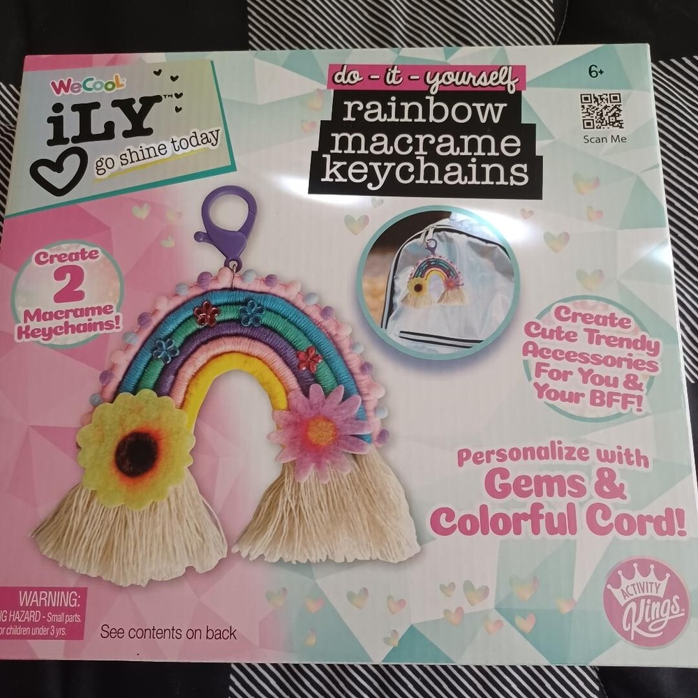 We Cool  ILY Do-it-Yourself Rainbow Macrame Keychains