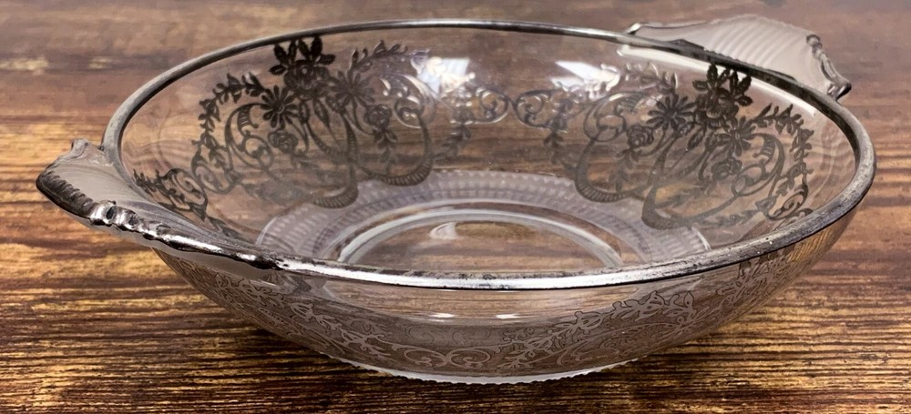 VTG Sterling Silver Overlay Handled Candy Dish 5 7/8” ! 188