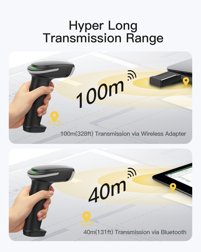 Inateck 2D Barcode Scanner, Wireless QR Code Scanner, Handheld Scanner APP SDK
