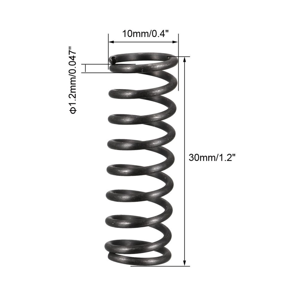 1.2mm Wire Dia 10mm Outer Diameter 30mm Long Compression Springs Black 20pcs
