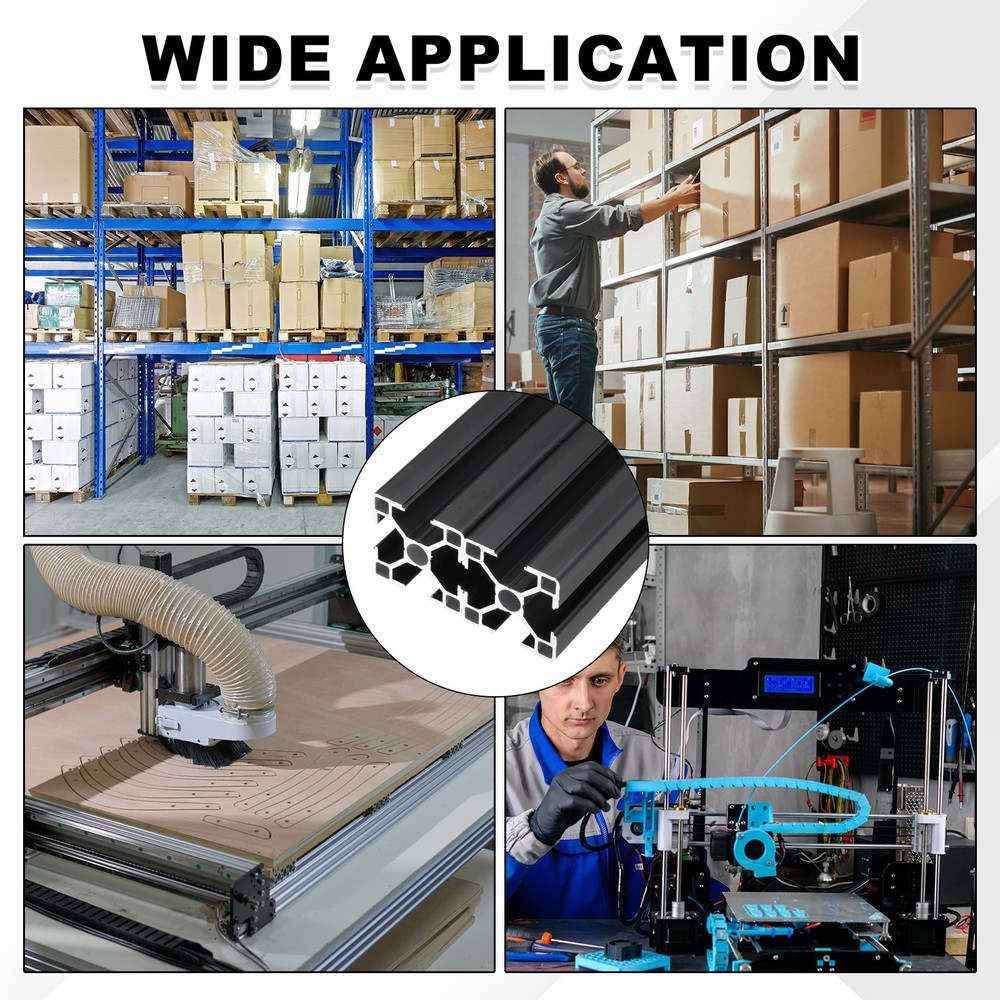 2Pcs 100mm 3030 Aluminum Extrusion Profile, Anodized Linear Rail, Black