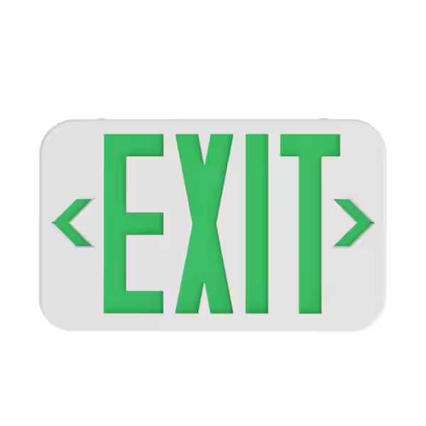 Compass Exit Sign, White, 2 Face(s), LED, Wall/Ceiling Mount, Not Battery