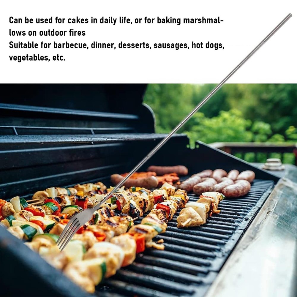 Extendable Fork Stainless Steel Long Handle Telescopic Fork For BBQ Dinner