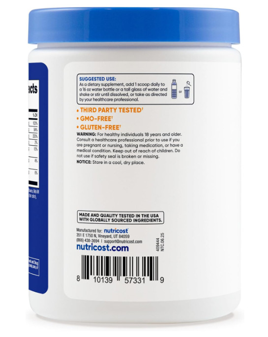 Nutricost Blue Raspberry Electrolyte Drink Mix Zero Sugar Hydration Supplement