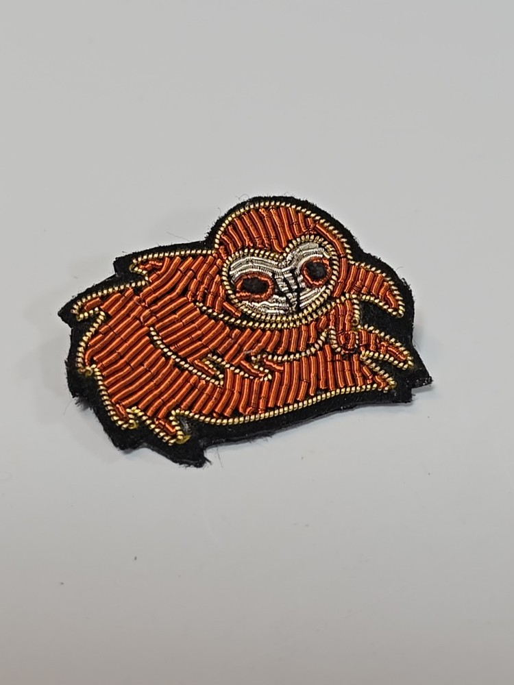Sloth Lapel Pin Textured Orange Thread Fiber