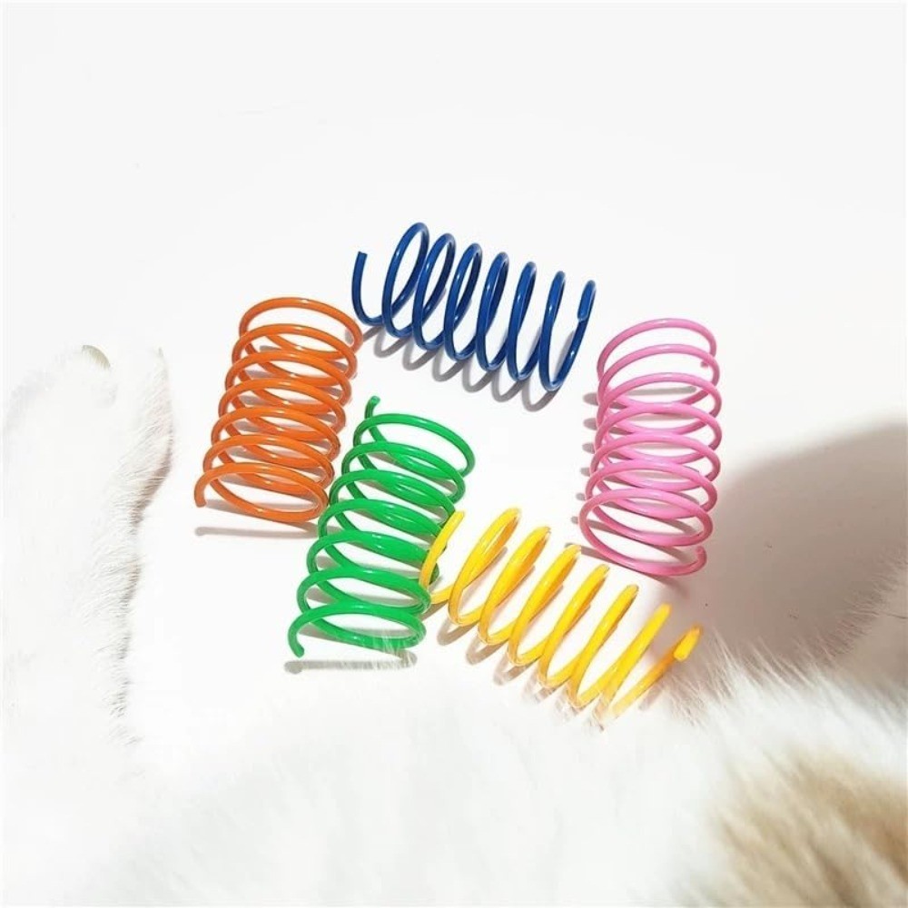 Interactive Plastic Spring Toys for Indoor Kittens 10Pcs 5 Color Bundle Hunting