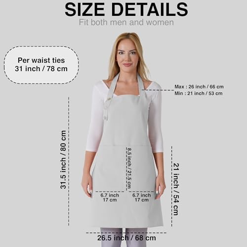 Kitchen Apron Waterdrop Resistant Cotton Apron with adjustable Aprons Silver