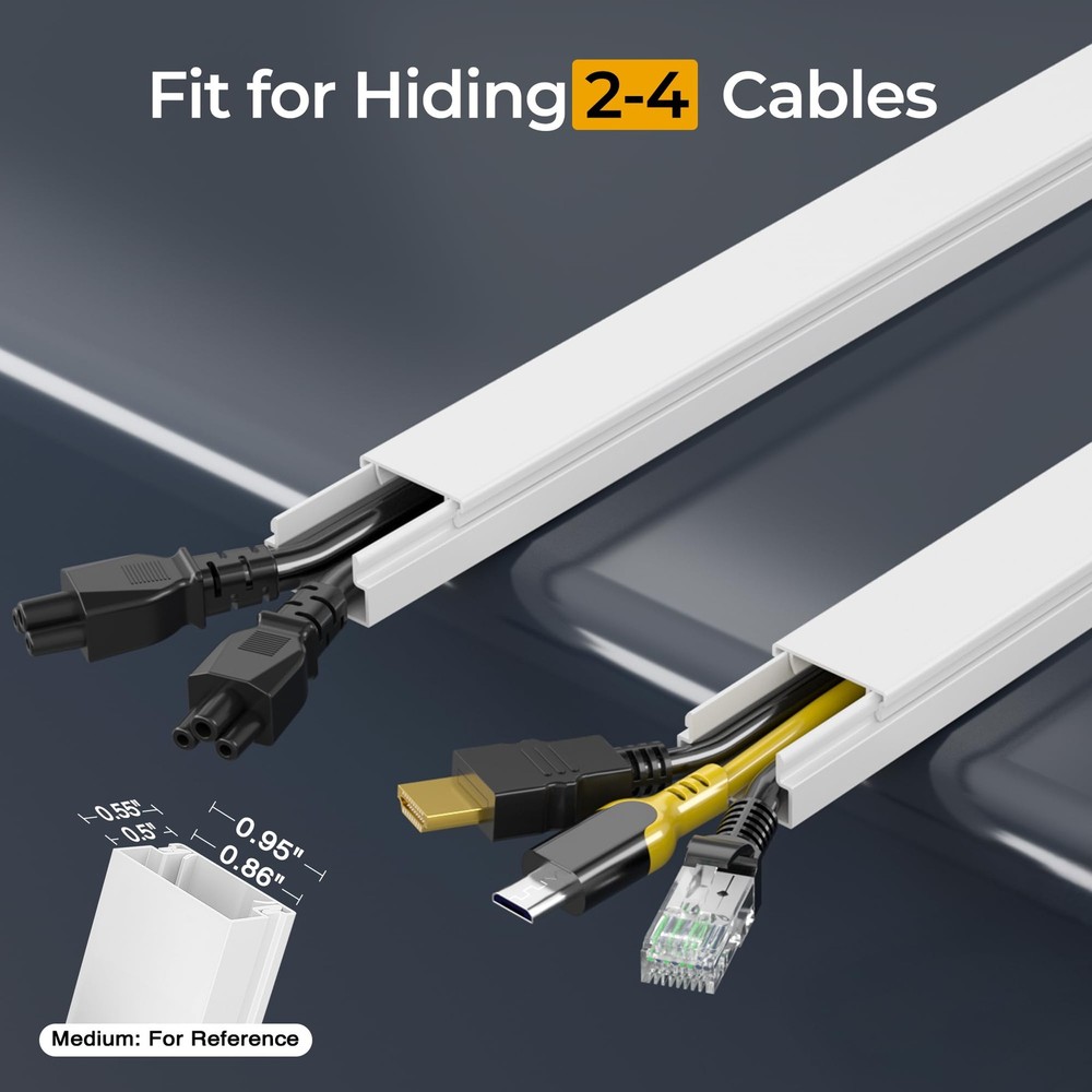 Cable Hider Wire Cover 56.7in Wall Mount White