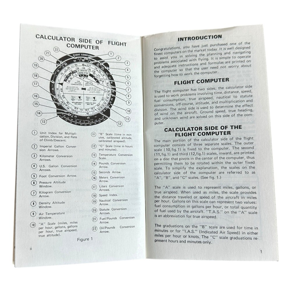 Jeppesen E6B Flight Computer Aviation Slide Rule w Manual Case Pilot Tool