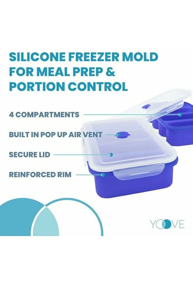 Yoove 1 Cup Silicone Freezing Tray Cube Molds With Lid Supercube (2-Pack)