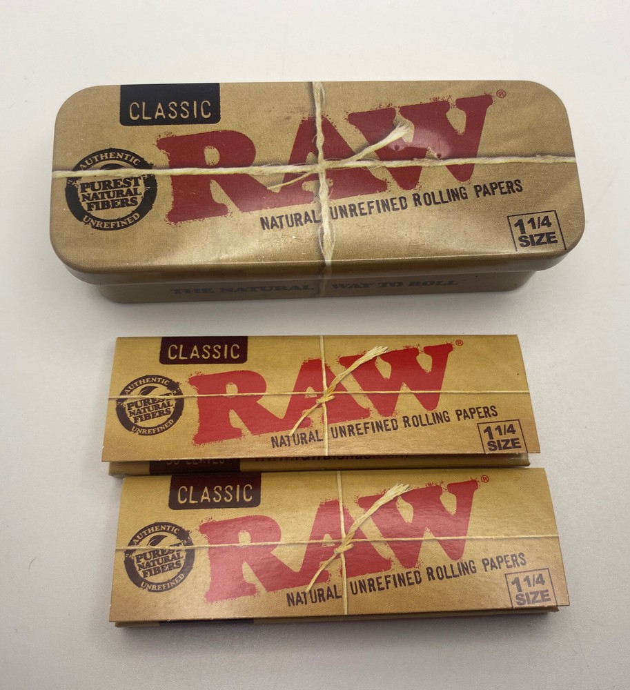 Authentic RAW Classic Cone Caddy Storage Container Rolling Papers w/ 2 RAW 1.25