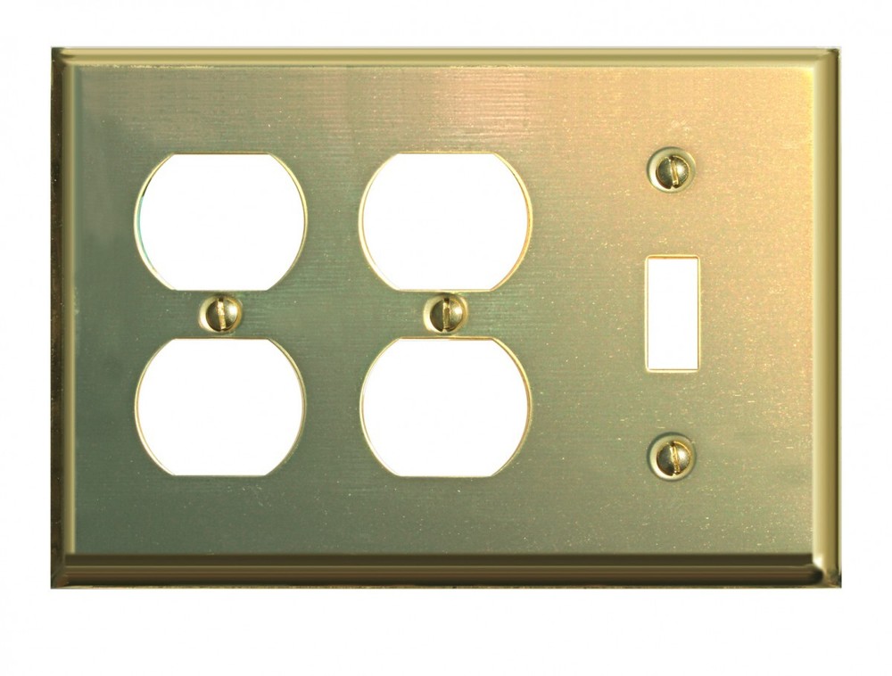 Switchplate Bright Solid Brass Double Outlet/Toggle | Renovator's Supply