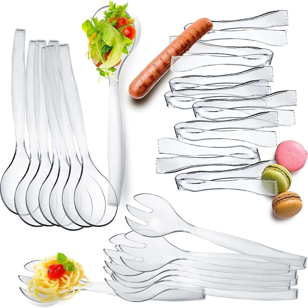 Disposable Clear Plastic 10" Serving Utensils- 2 Pack