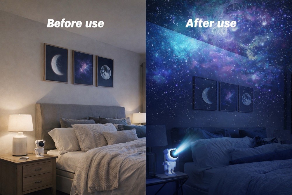 Astronaut Galaxy Projector Night Light, LED Multicolor, Remote Control, Bedroom