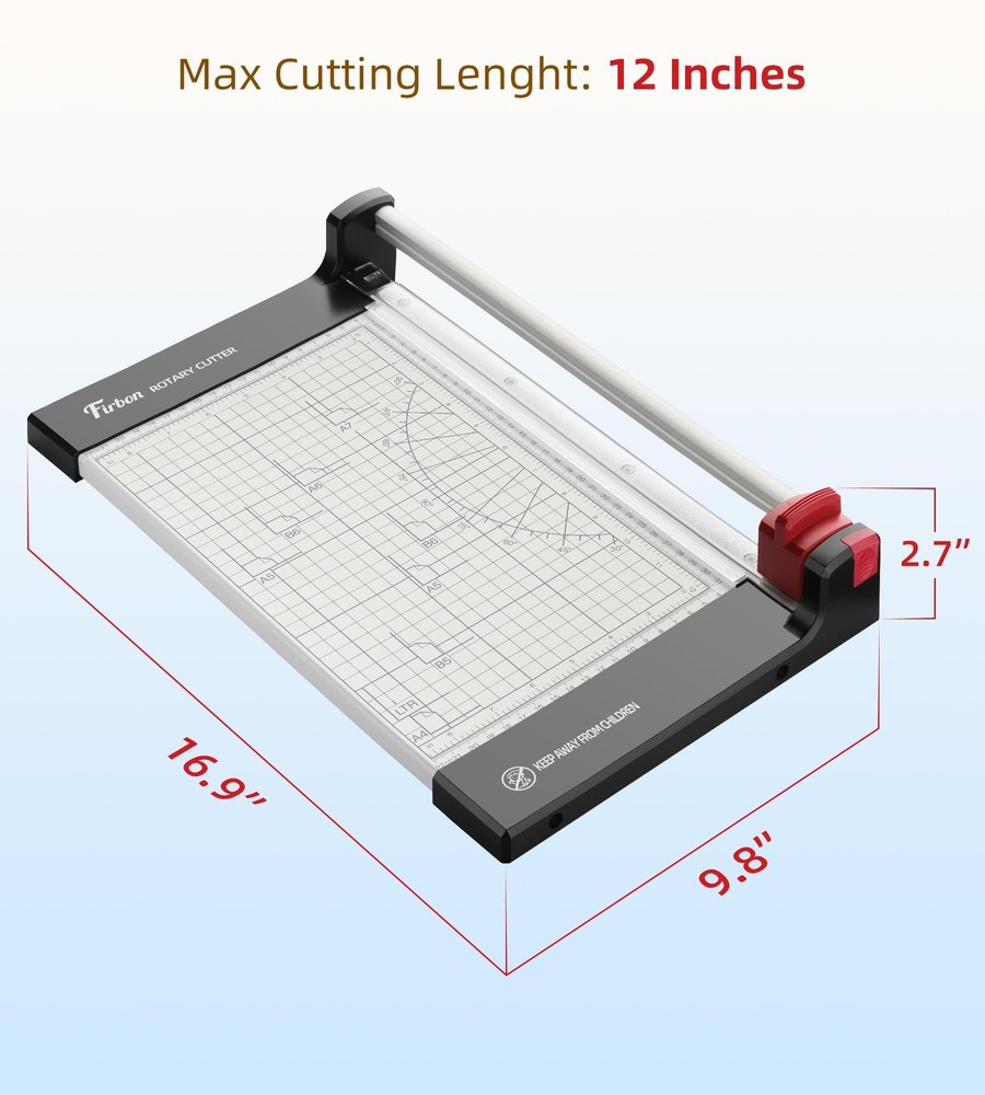 12" Rotary Paper Trimmer with Replaceable Blade, Heavy Duty 10-Sheet Capacity...