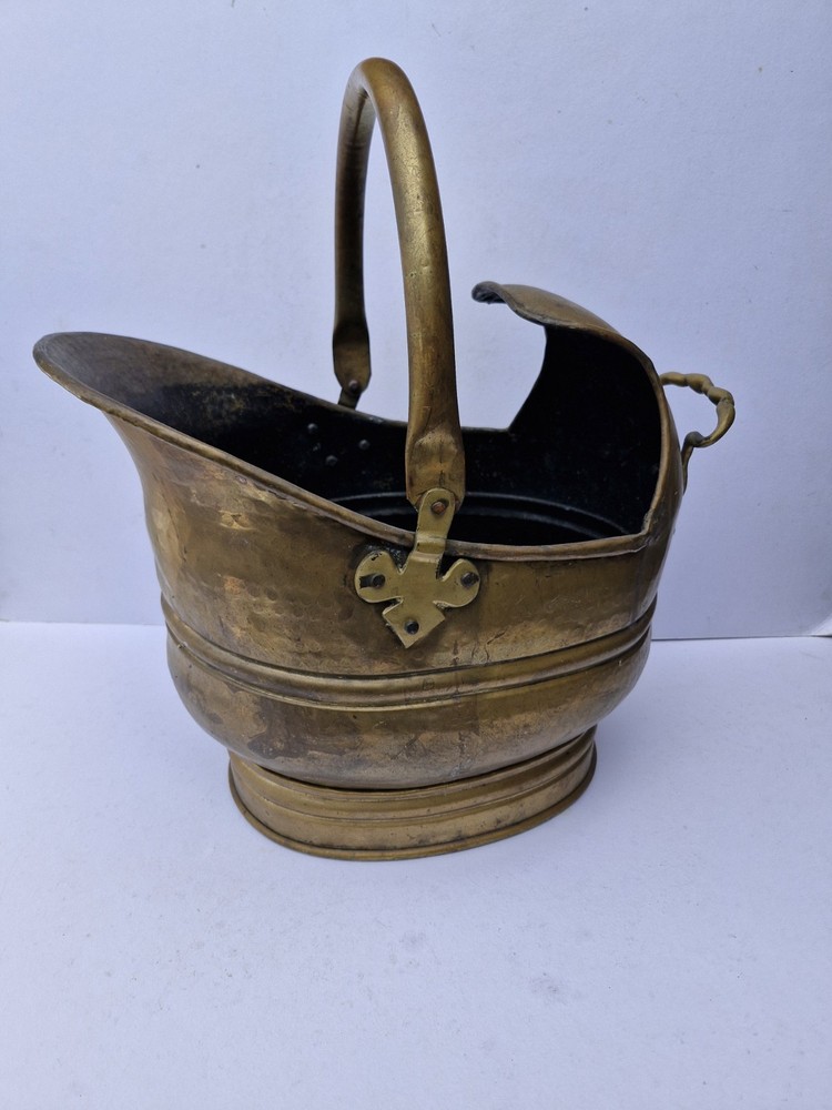 Vintage Large Helmet Brass Coal Scuttle