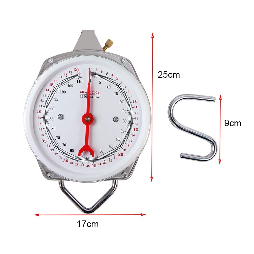 Spring Hanging Dial Scale 110 Lbs Industrial Mechanical Hanging Scale Kitchen